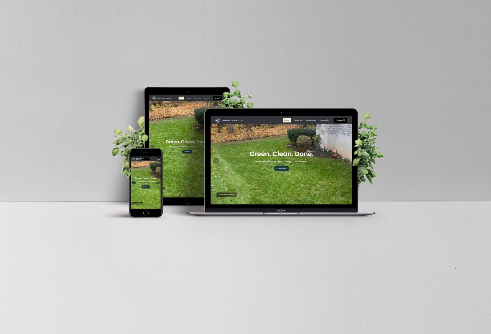 Loewen Property Works responsive website design mockup showing desktop and mobile views